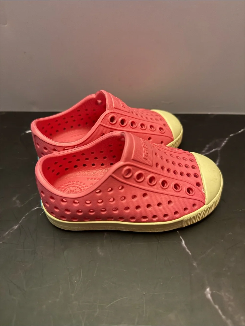 Native Kids Water Shoe in Coral Pink with Cream Toe